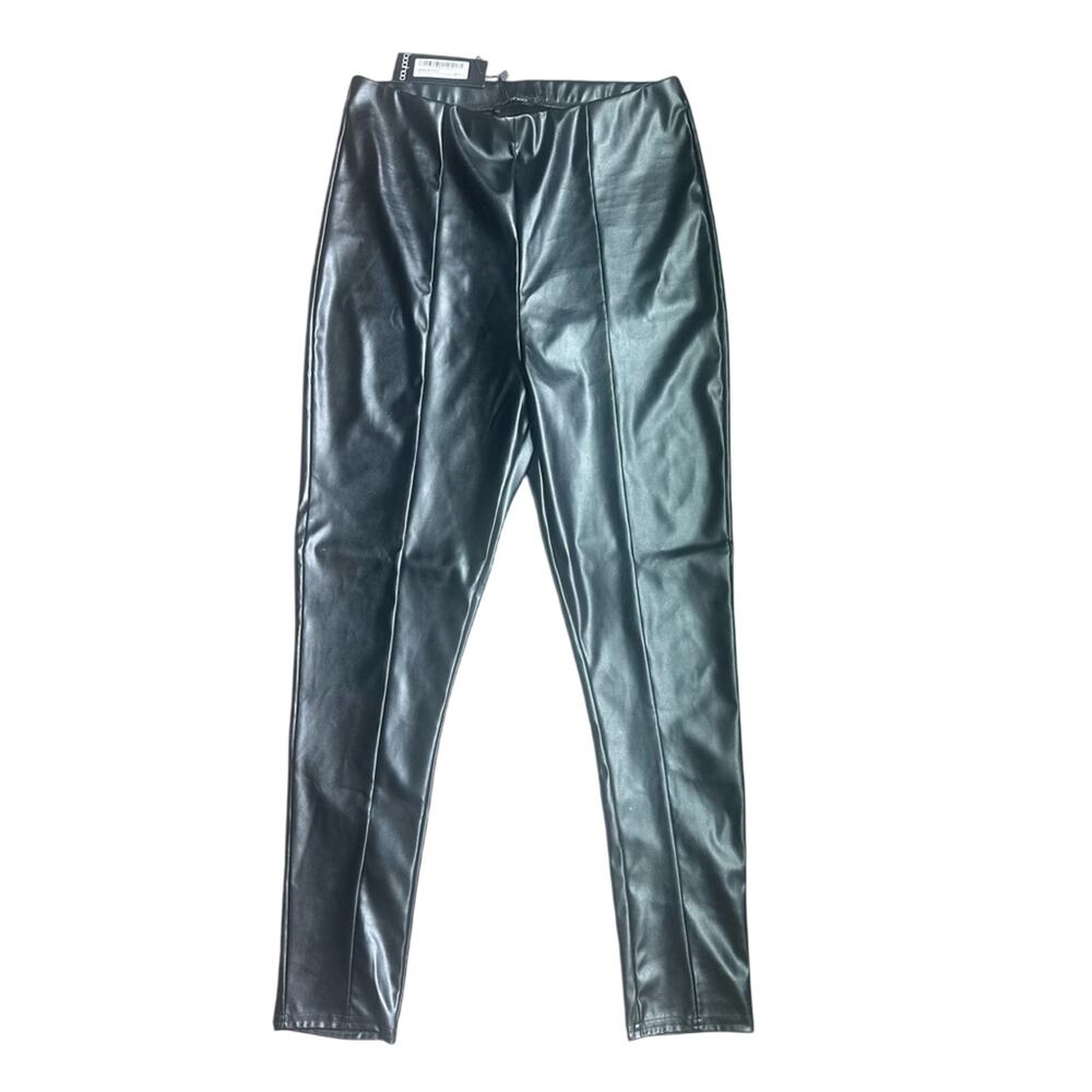 Boohoo Shiny Black Faux Leather Pants Size 10 NWT